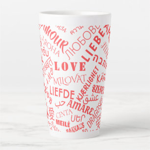 Caneca De Café Latte Texto de Amor Palavra em Múltiplos Idiomas