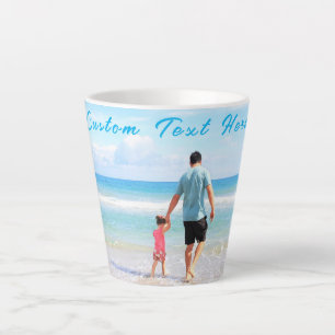 Caneca De Café Latte Texto de Foto da Sua Família Latte Mug com Texto P