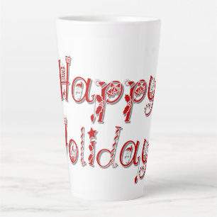 Caneca De Café Latte Texto decorado de feriados felizes