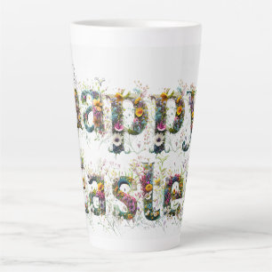 Caneca De Café Latte Texto decorativo do felz pascoa