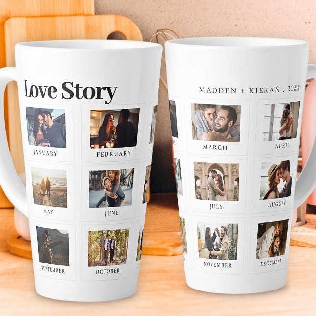 Caneca De Café Latte Texto Fotográfico Personalizado Casais modernos Hi (Criador carregado)