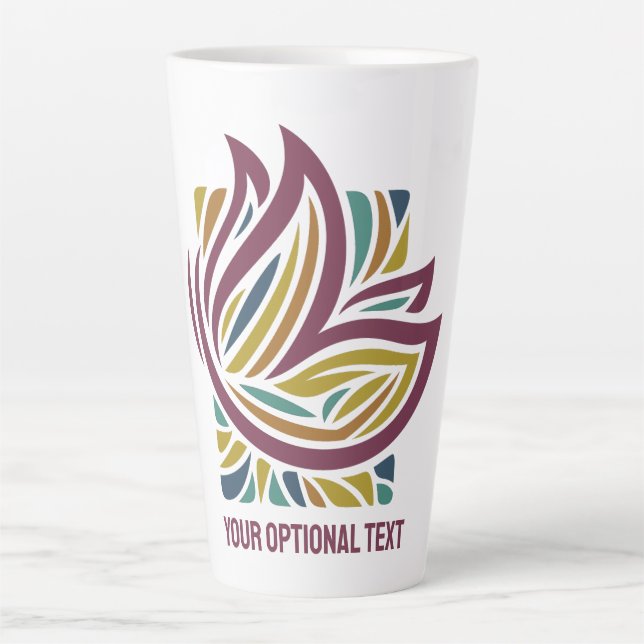 Caneca De Café Latte Texto Opcional da Borboleta Estilizada (Frente)