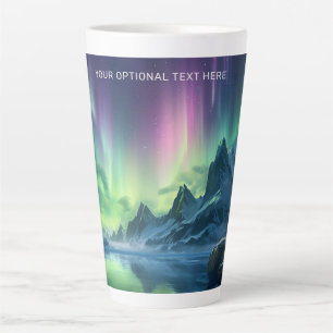 Caneca De Café Latte Texto personalizado Aurora Borealis