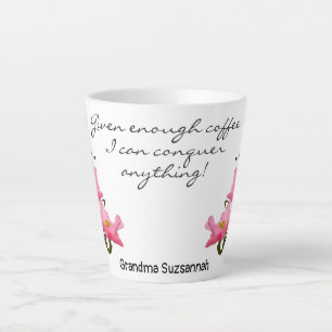 Caneca De Café Latte Texto Personalizado bonito Cor-de-rosa da borda la