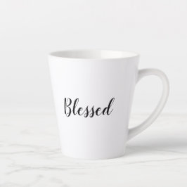 Caneca De Café Latte Texto personalizado branco-preto abençoado, bonito