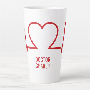Caneca De Café Latte Texto personalizado do Heart EKG