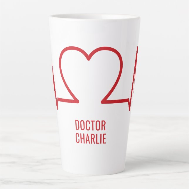Caneca De Café Latte Texto personalizado do Heart EKG (Frente)