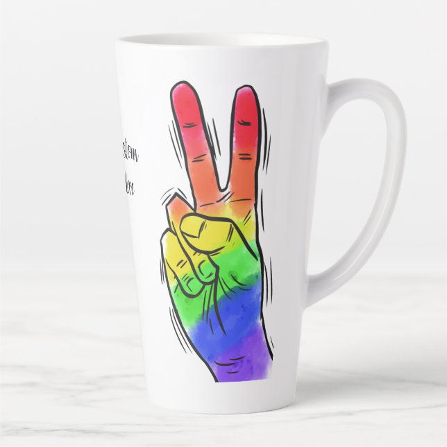 Caneca De Café Latte Texto personalizado do Rainbow Peace (Direita)