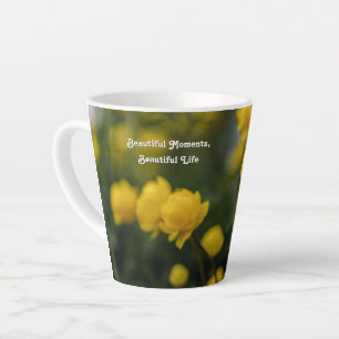 Caneca De Café Latte Texto personalizado & estética moderna suave flora
