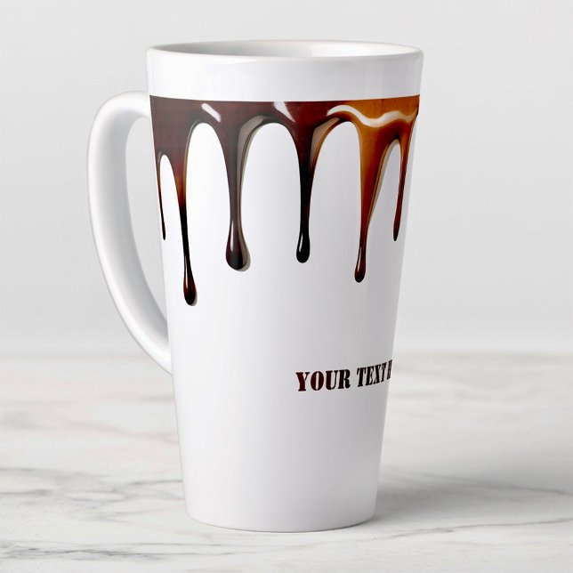 Caneca De Café Latte Texto personalizado moderno, legal e fofo de café (Criador carregado)