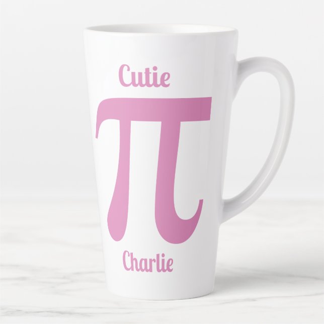 Caneca De Café Latte Texto personalizado Pi / Pi Cutie (Direita)