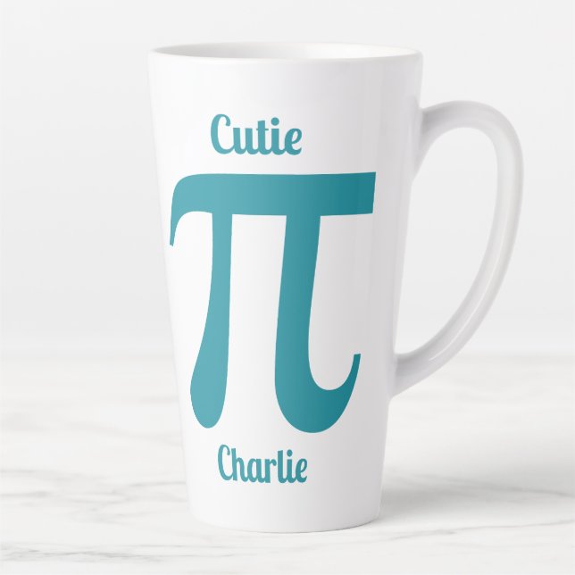 Caneca De Café Latte Texto personalizado Pi / Pi Cutie (Direita)
