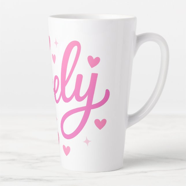 Caneca De Café Latte Texto Romântico bonito (Direita)