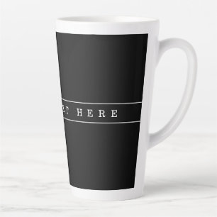 Caneca De Café Latte Texto Simples Elegante & Listras Finas