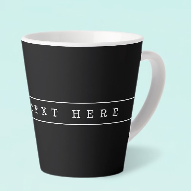 Caneca De Café Latte Texto Simples Elegante & Listras Finas (Criador carregado)