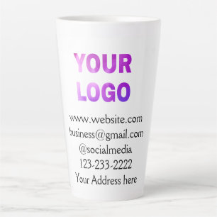 Caneca De Café Latte texto simples mínimo adicione seu logotipo/design