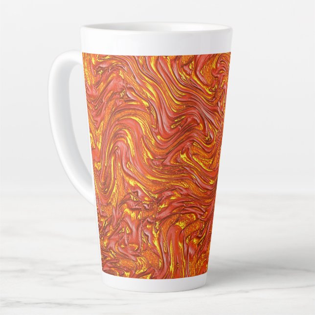 Caneca De Café Latte Textura avermelhada vívida com tons amarelos (Ângulo esquerdo)