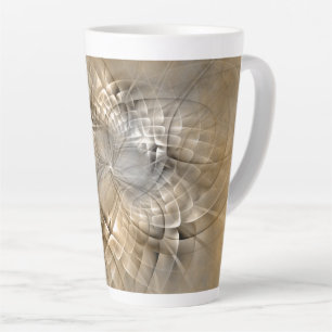 Caneca De Café Latte Textura de Arte Fractal Abstrato Tons da Terra