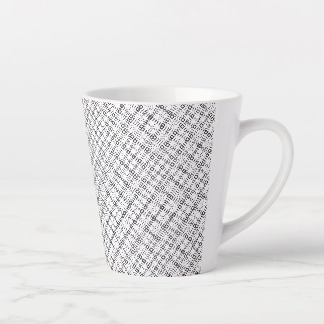 Caneca De Café Latte Textura Geométrica Monocromática|Visualização de D (Direita)