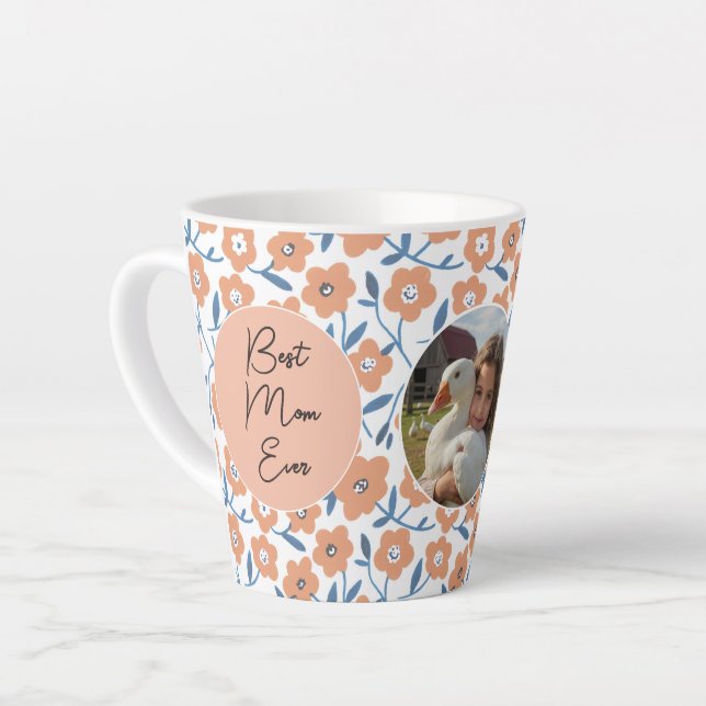 Caneca De Café Latte The best photo for Mom (Ângulo esquerdo)