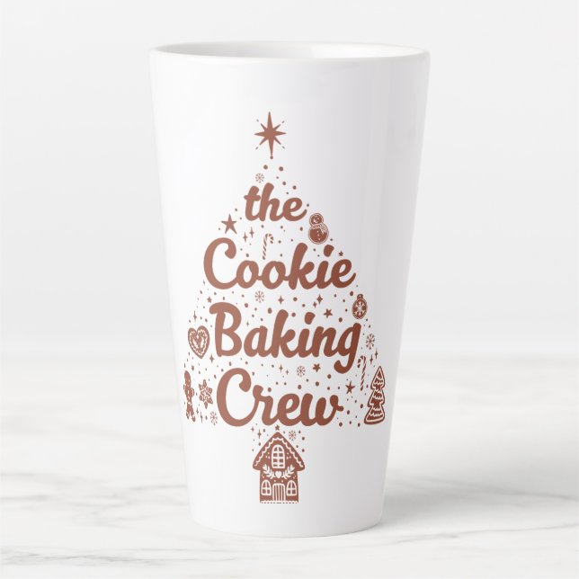 Caneca De Café Latte The Cookie Baking Crew Christmas Tree Design (Frente)