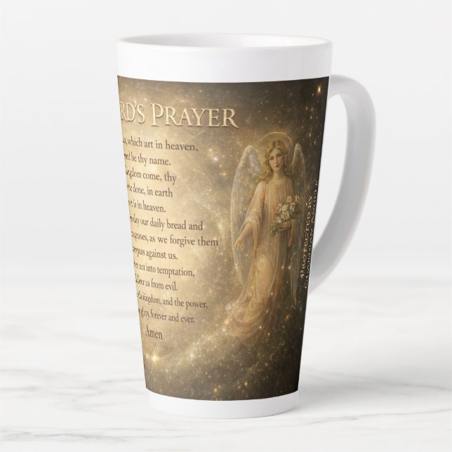 Caneca De Café Latte The Lord's Prayer (Ângulo direito)