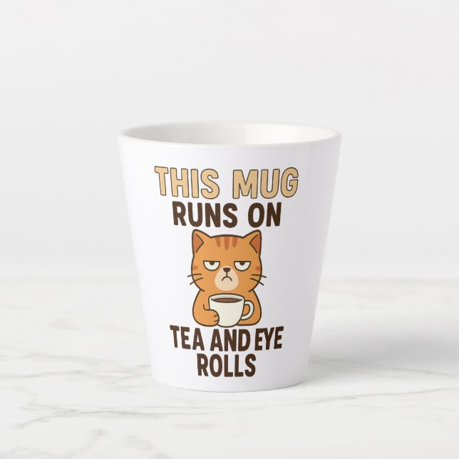 Caneca De Café Latte This Mug Runs on Tea and Eye Rolls – Funny British (Frente)