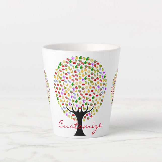 Caneca De Café Latte Thunder_Cove da árvore de várias frutas (Frente)