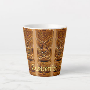 Caneca De Café Latte Thunder_Cove da Escultura Tiki Dourada