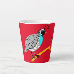 Caneca De Café Latte Thunder_Cove da Quail com garganta azul