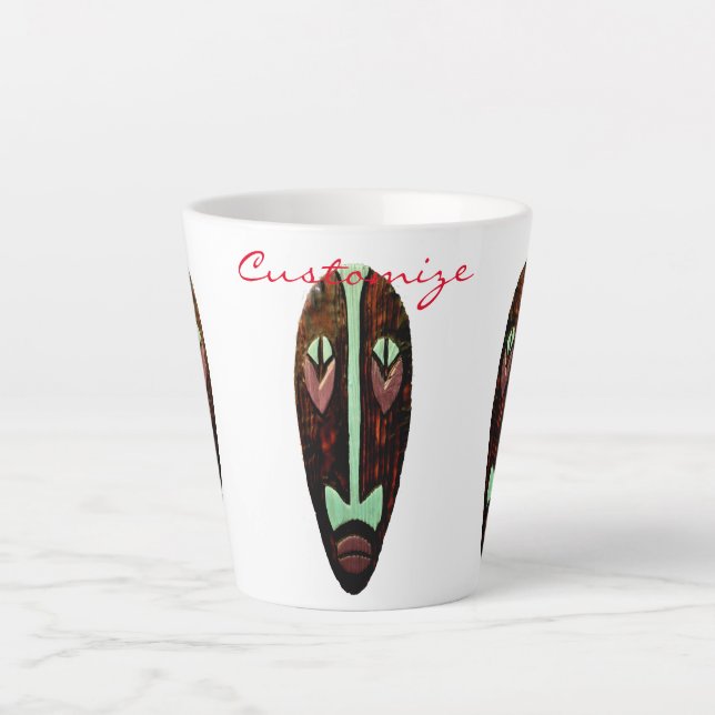 Caneca De Café Latte Thunder_Cove de Máscara Longa Tiki (Frente)