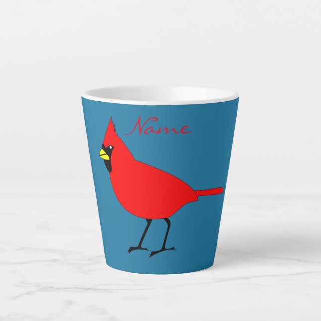 Caneca De Café Latte Thunder_Cove do Pássaro Cardinho Vermelho (Frente)