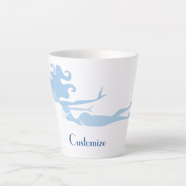 Caneca De Café Latte Thunder_Cove do Swimmer da Sereia Azul  (Frente)