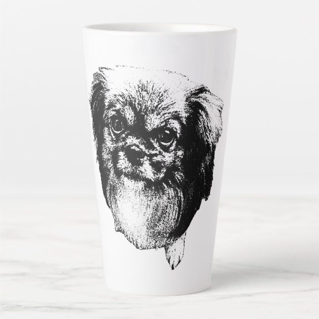 Caneca De Café Latte Tibetan Spaniel Dog Mug – Ink Style Portrait (Frente)