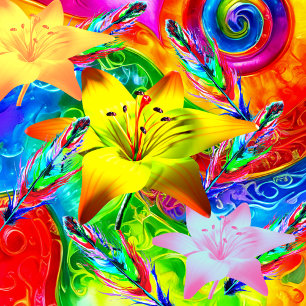 Caneca De Café Latte Tie Dye Feather e Lilys