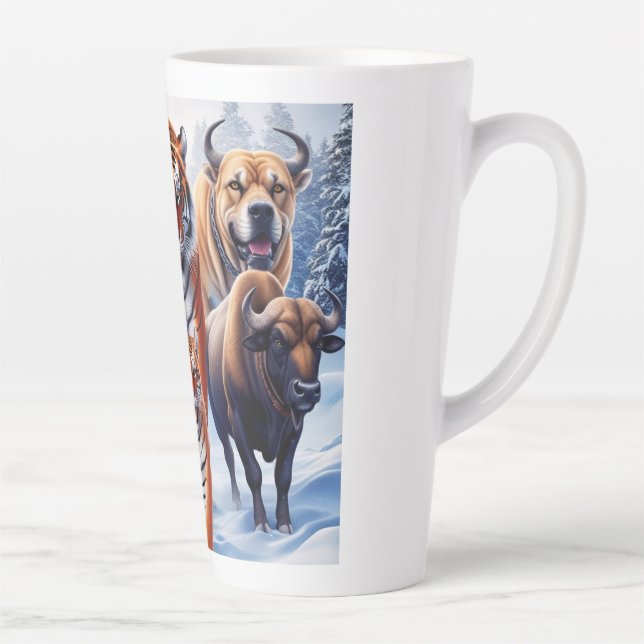 Caneca De Café Latte Tiger Buffalo Dog ao ar livre (Direita)