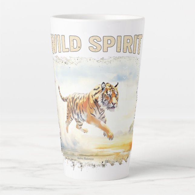 Caneca De Café Latte Tiger in Action - Wild Spirit (Frente)