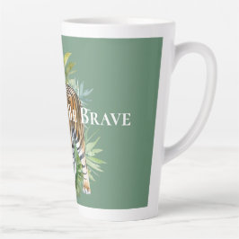 Caneca De Café Latte Tigre com Folhas