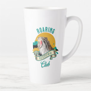 Caneca De Café Latte Tigre Dente de Sabre Rugindo Clube do Pôr do Sol