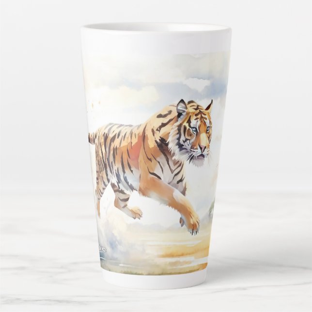 Caneca De Café Latte Tigre na Ação 2 (Frente)