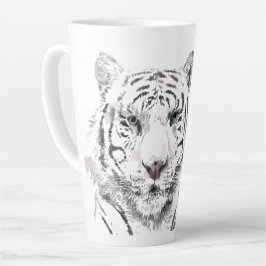 Caneca De Café Latte Tigre Original Aquarela Chinesa Zodiac Inicial L