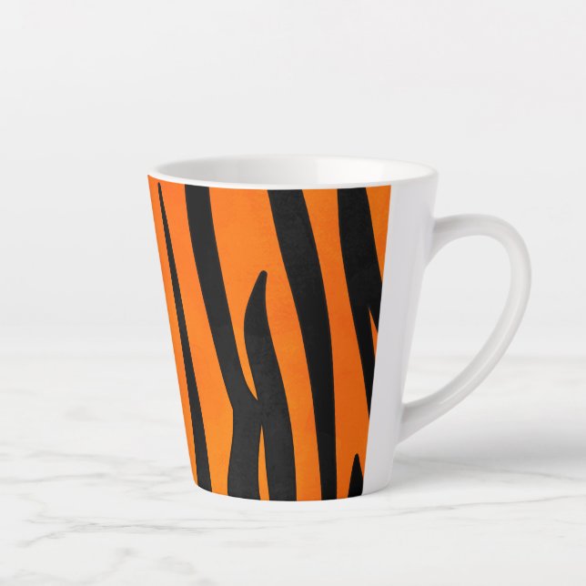 Caneca De Café Latte Tigre Preto Laranja Selvagem Espalha Impressão Ani (Direita)