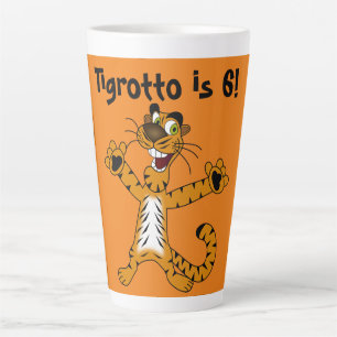Caneca De Café Latte Tigrotto é 6 Criança de Aniversário