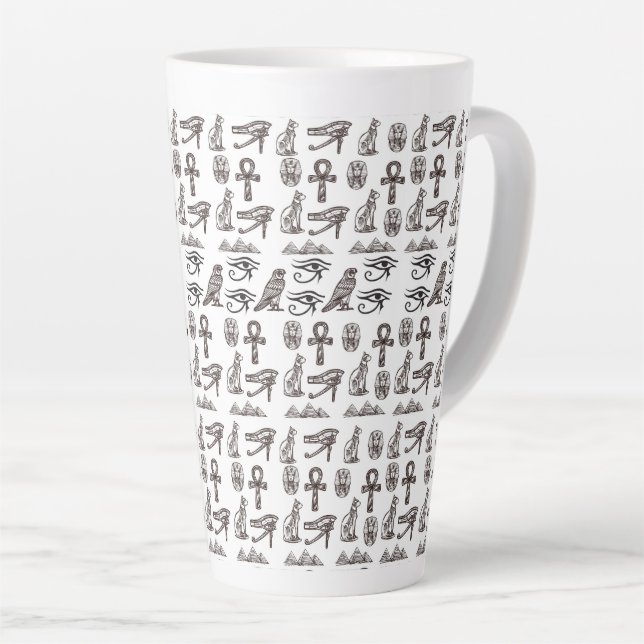 Caneca De Café Latte Timeless Egyptian Antiquities Digital Patterns (Ângulo direito)