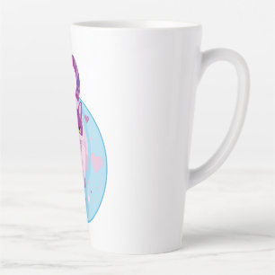 CANECA DE CAFÉ LATTE TINTA DE PINTA E GATO DE PÚPULO EM CÍRCULO CÉU COM