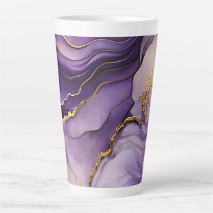Caneca De Café Latte Tinta Única de Álcool Roxo Lata Grande Cerâmica