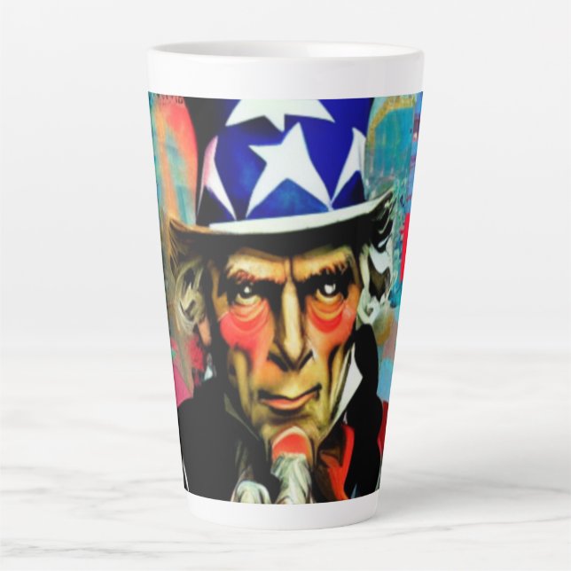 Caneca De Café Latte Tio Americano Sam (Frente)