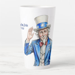 Caneca De Café Latte Tio Sam Feliz 4 de Julho Patriótico