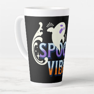 Caneca De Café Latte Tipografia de Letras com Vibrações Assustadoras de