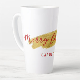 Caneca De Café Latte Tipografia de Natal Merry Foil na moda Gold